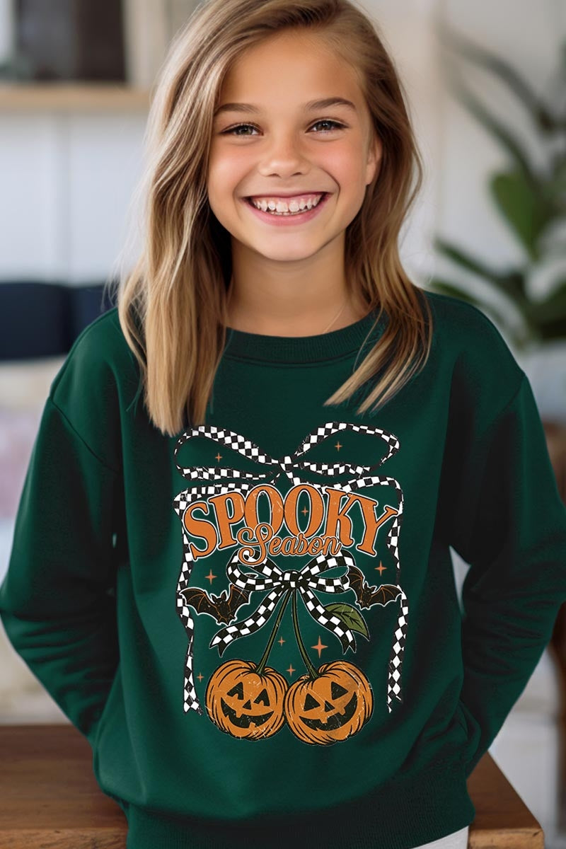 UL180B-E3085Z Pumpkin Cherries Kids Graphic Sweatshirt $20