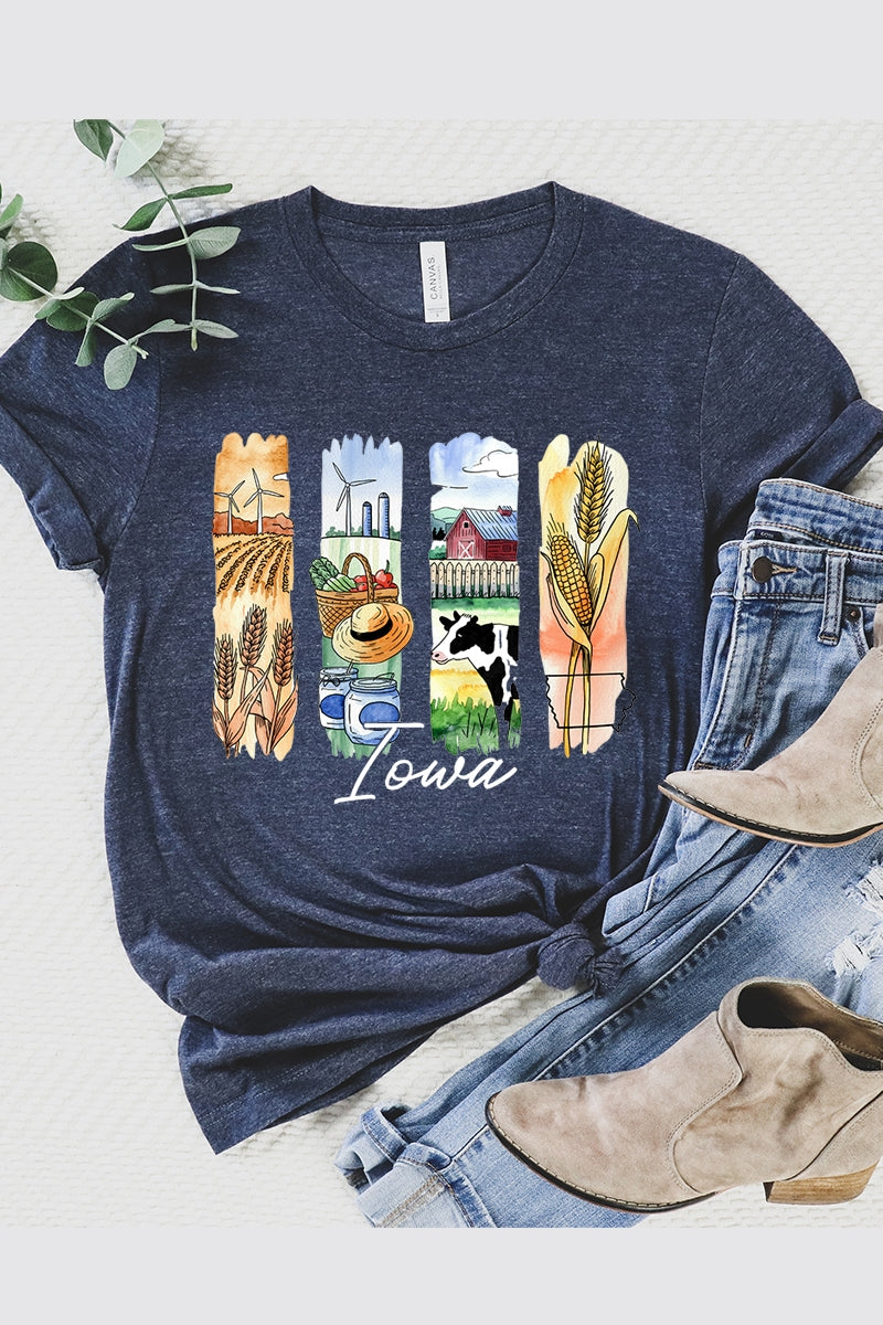 US3001-E3061IA Iowa State Brushstroke Graphic Tee $12.5