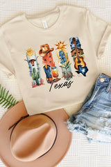 US3001-E3061TX Texas State Brushstroke Graphic Tee $12.5