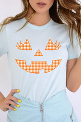 US3001-E3148 Cute Pumpkin Halloween Graphic Tee $12.5