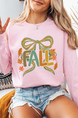 UL180P-E3121 Fall Brushstroke Bow Graphic Plus Sweatshirt $25