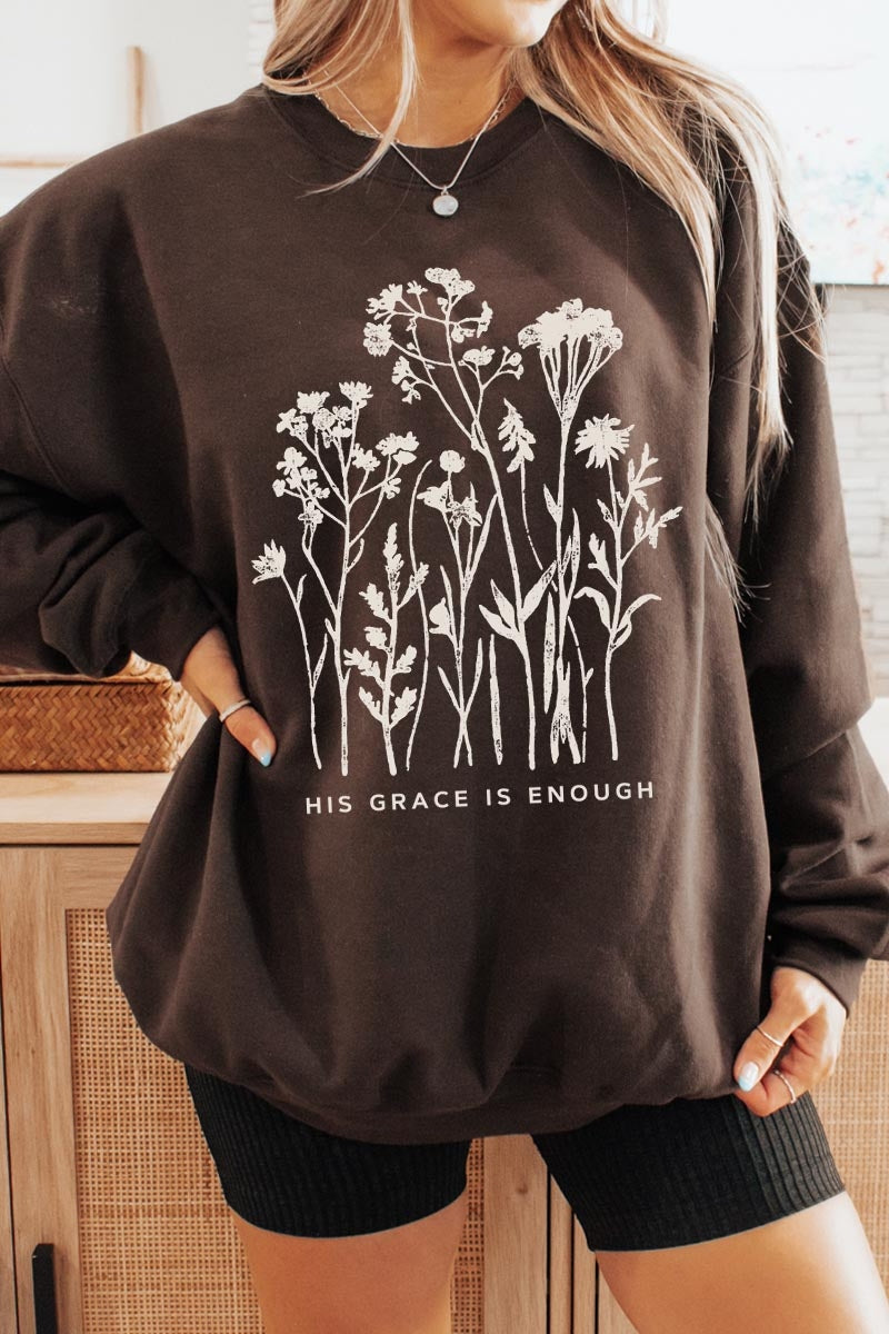 UL180P-E3146 Christian Wildflower Graphic Plus Sweatshirt $25