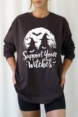 UL240P-E3161 Local Witches Halloween Graphic Plus Long Sleeve Tee $17