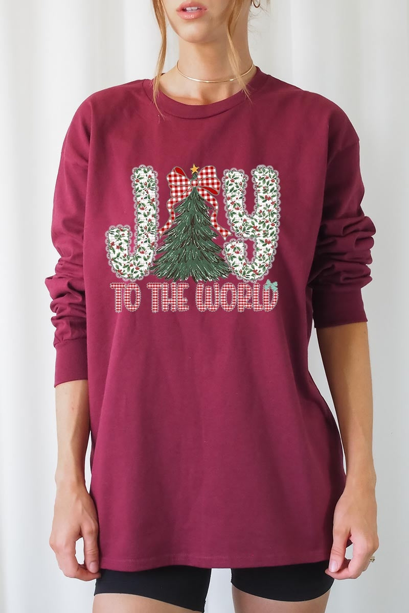 UL240P-E3213 Joy to the World Graphic Plus Long Sleeve Tee $17