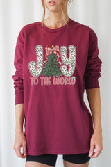 UL240-E3213 Joy to the World Graphic Long Sleeve Tee $13.75