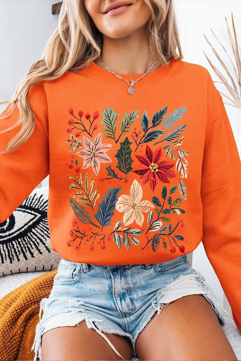 UL180-E3186 Floral Christmas Graphic Sweatshirt $20