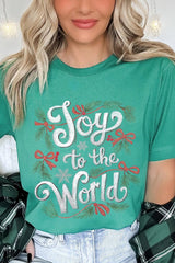 US3001-E3221 Joy to the World Christmas Graphic Tee $12.5