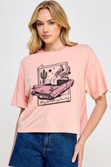 CTS-E3098 Play Something Country Graphic Relaxed Crop Top $11