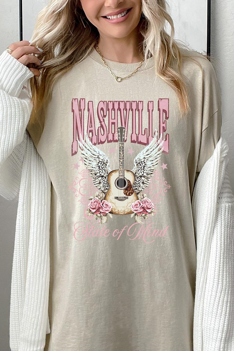5000-E3157 Nashville Rose Graphic Heavy Cotton Tee $9