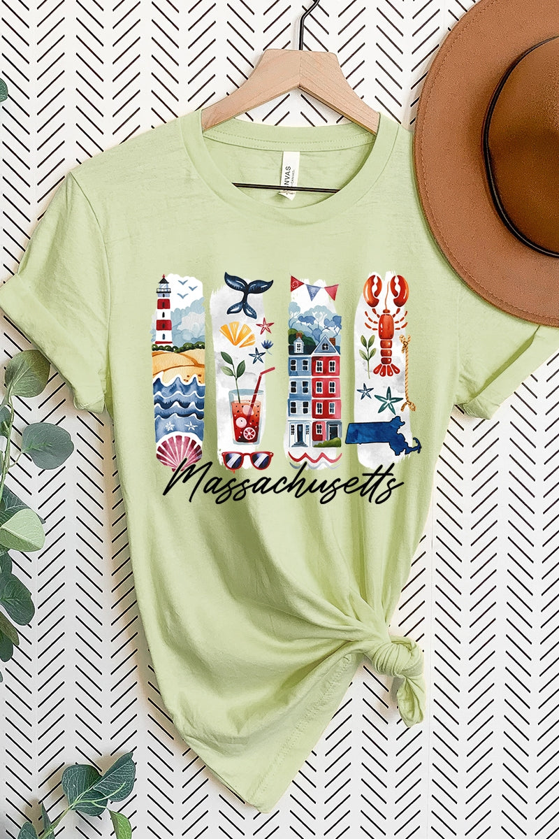 US3001-E3061MA Massachusetts State Brushstroke Graphic Tee $12.5