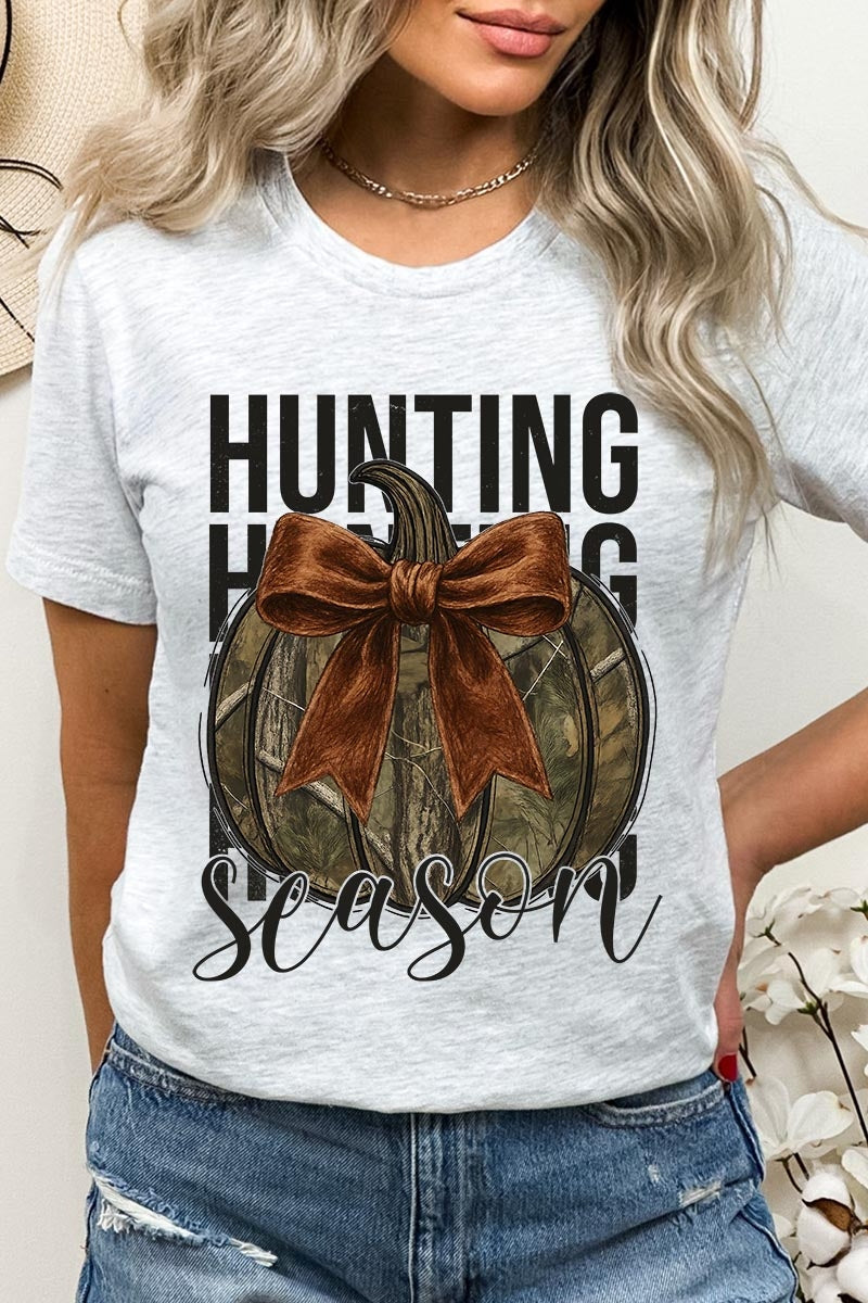 US3001P-E3190 Hunting Pumpkin Bow Graphic Plus Tee $16