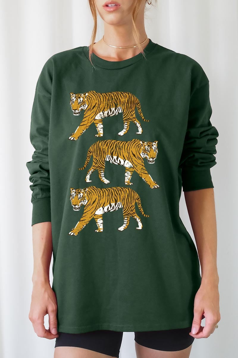 UL240-E3104 Retro Tigers Graphic Long Sleeve Tee $13.75