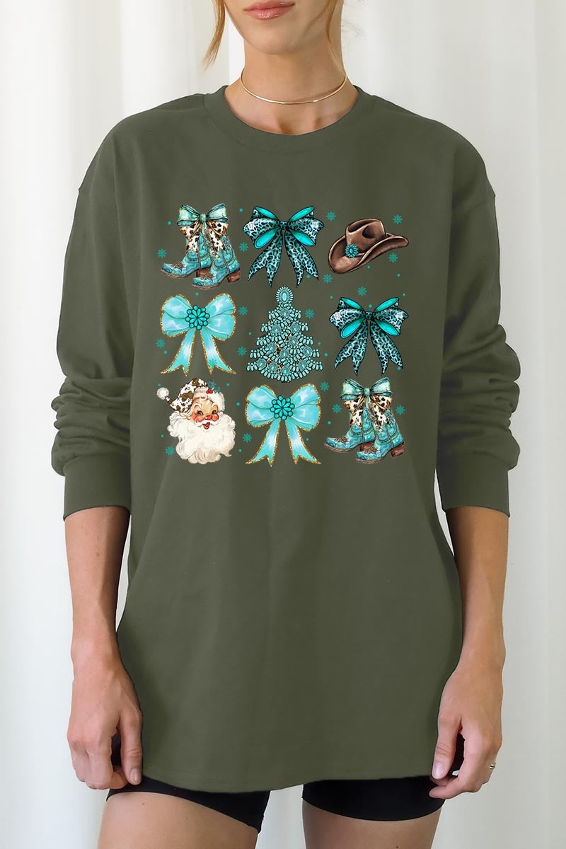 UL240-E3180 Western Christmas Graphic Long Sleeve Tee $13.75