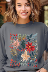 UL180P-E3186 Floral Christmas Graphic Plus Sweatshirt $25