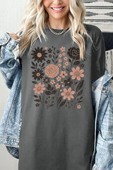 5000P-E3178 Fall Floral Garden Graphic Plus Heavy Cotton Tee $12.75
