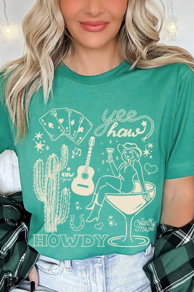 US3001-E3097 Cowgirl Country Music Graphic Tee $12.5