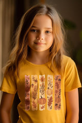 US3001Y-E3110Z Brushstroke Boho Fall Kids Graphic Tee $11