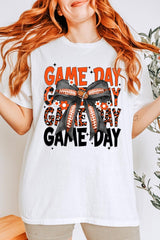 5000P-E3088 Orange Black Football Bow Plus Heavy Cotton Tee $12.75