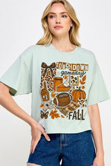CTS-E3134 Fall Football Collage Graphic Relaxed Crop Top $11