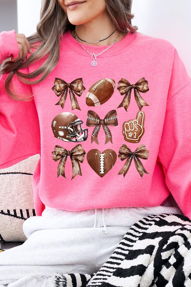UL180-E3054 Cute Football and Bow Graphic Sweatshirt $20