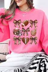 UL180P-E3054 Cute Football and Bow Graphic Plus Sweatshirt $25