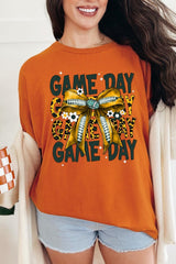 5000-E3090 Yellow Football Game Day Bow Heavy Cotton Tee $9