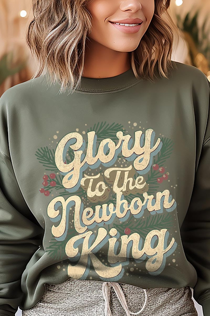 UL180-E3220 Glory to the Newborn King Graphic Sweatshirt $20