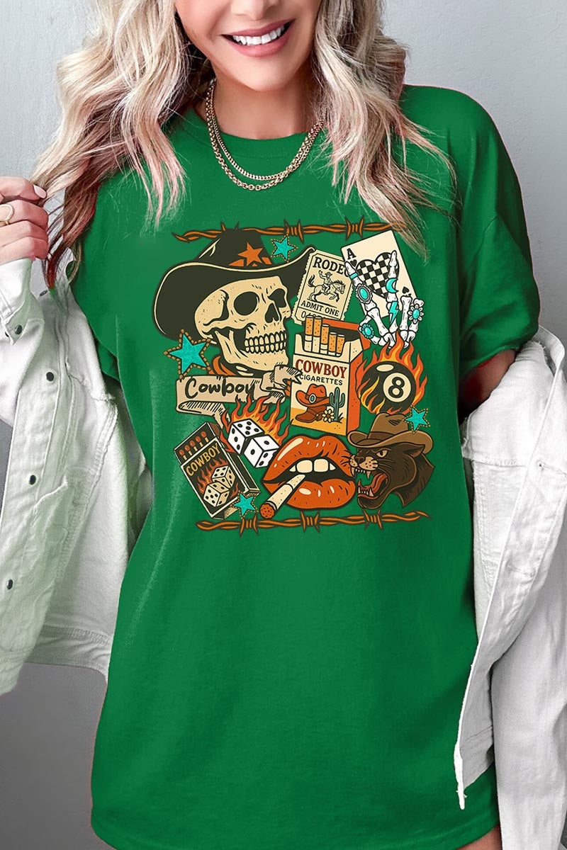 5000-E3096 Vintage Western Collage Graphic Heavy Cotton Tee $9