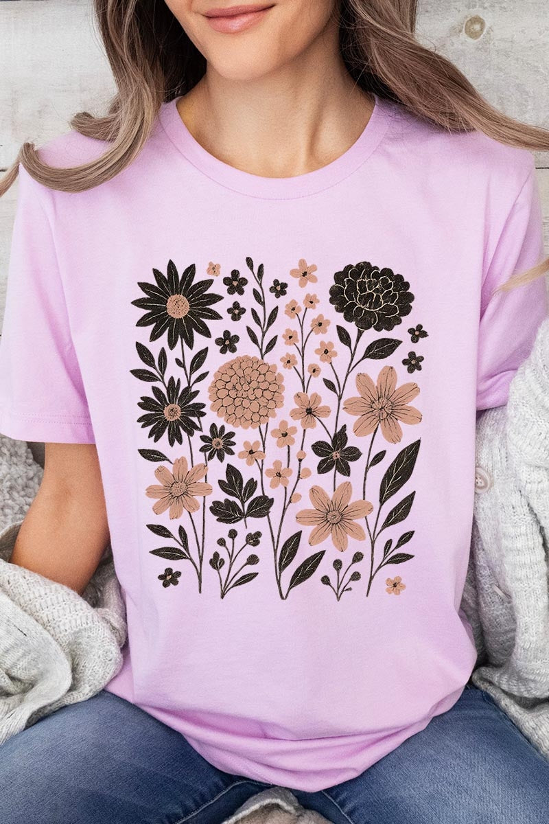 US3001P-E3178 Fall Floral Garden Graphic Plus Tee $16