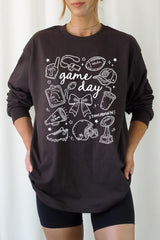 UL240P-E3081 Football Doodles Graphic Plus Long Sleeve Tee $17