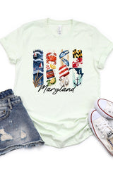 US3001-E3061MD Maryland State Brushstroke Graphic Tee $12.5