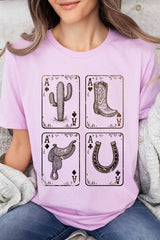 US3001-E3094 Western Cowgirl Card Graphic Tee $12.5
