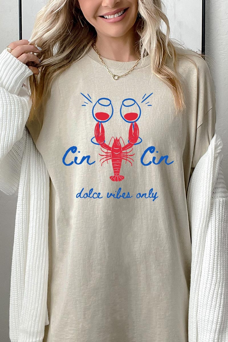 5000P-E3069 Cin Cin Lobster Graphic Plus Heavy Cotton Tee $12.75