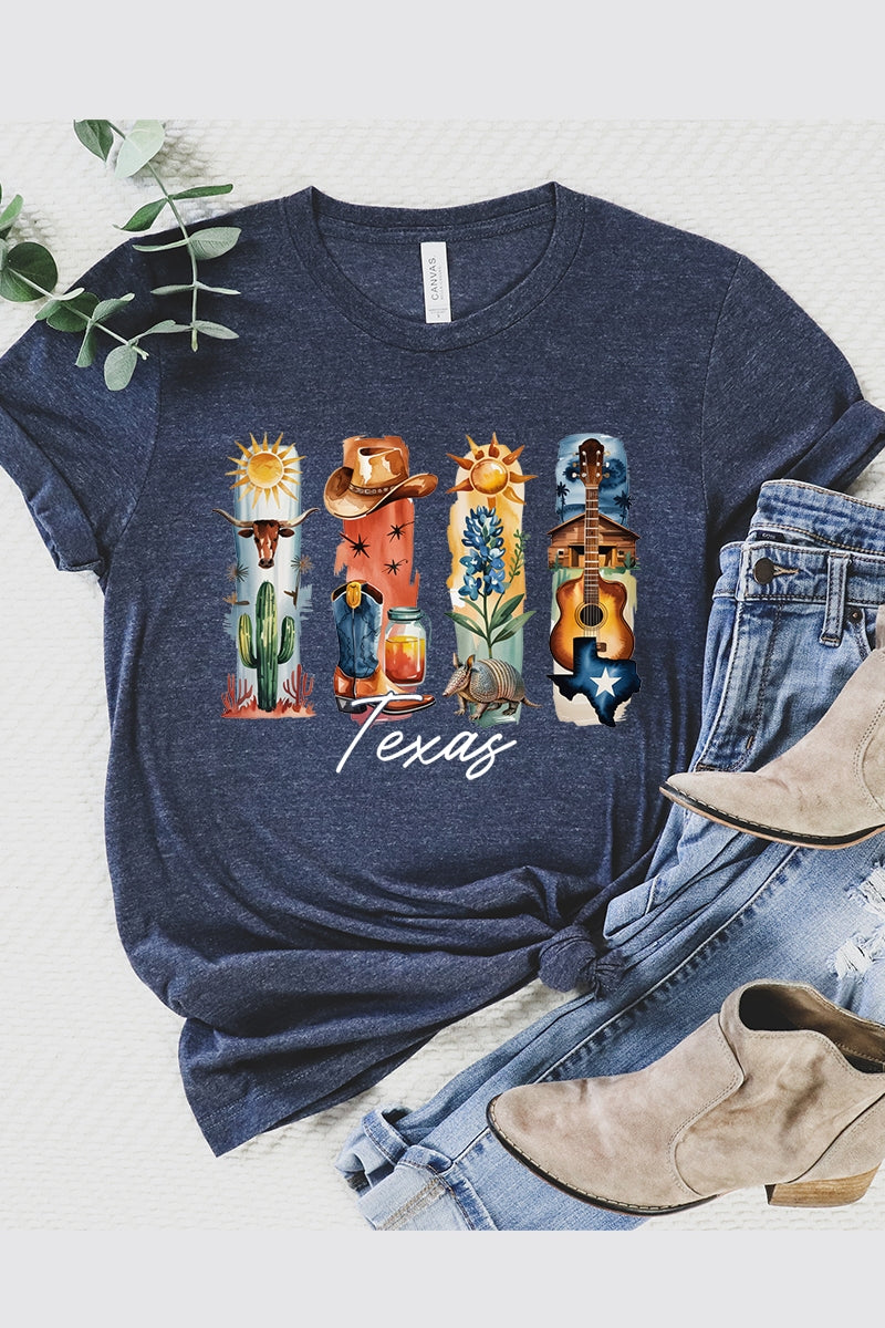 US3001P-E3061TX Texas State Brushstroke Graphic Plus Tee $16