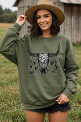 UL180-E3176 Western Bullskull Graphic Sweatshirt $20