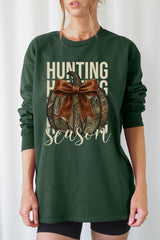 UL240-E3190 Hunting Pumpkin Bow Graphic Long Sleeve Tee $13.75
