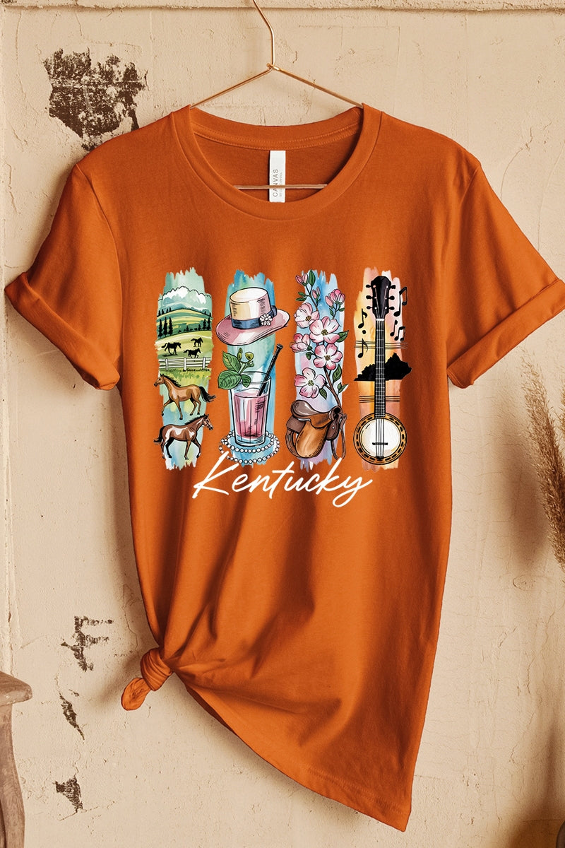 US3001P-E3061KY Kentucky State Brushstroke Graphic Plus Tee $16