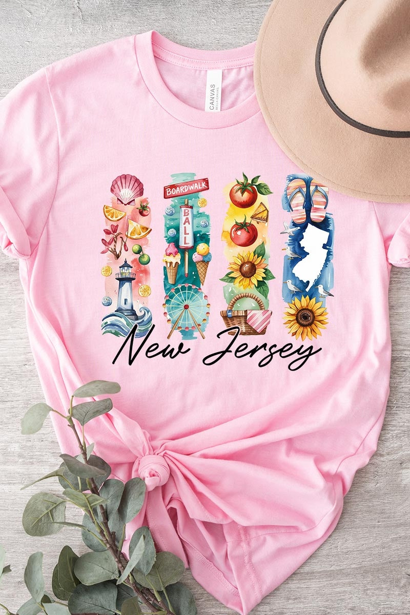 US3001-E3061NJ New Jersey State Brushstroke Graphic Tee $12.5
