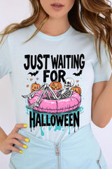 US3001-E3138 Just Waiting For Halloween Graphic Tee $12.5