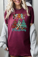 US3001-E3200 Merry Christmas Trees Graphic Tee $12.5