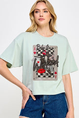 CTS-E3099 Retro Wildcard Graphic Relaxed Crop Top $11
