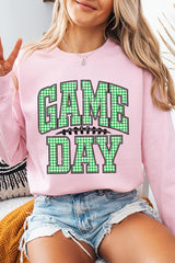 UL180P-E3128 Green Gingham Game Day Graphic Plus Sweatshirt $25