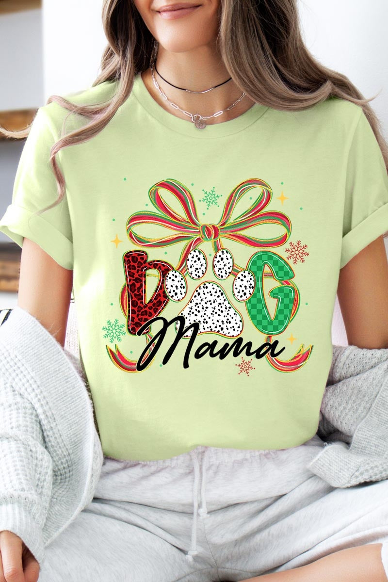 US3001P-E3194 Dog Mama Christmas Paw Graphic Plus Tee $16