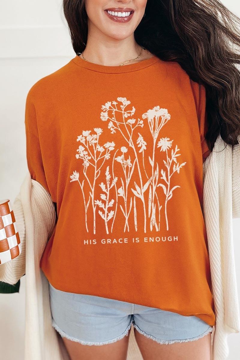5000-E3146 Christian Wildflower Graphic Heavy Cotton Tee $9