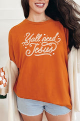 5000P-E3115 Y'all Need Jesus Graphic Plus Heavy Cotton Tee $12.75