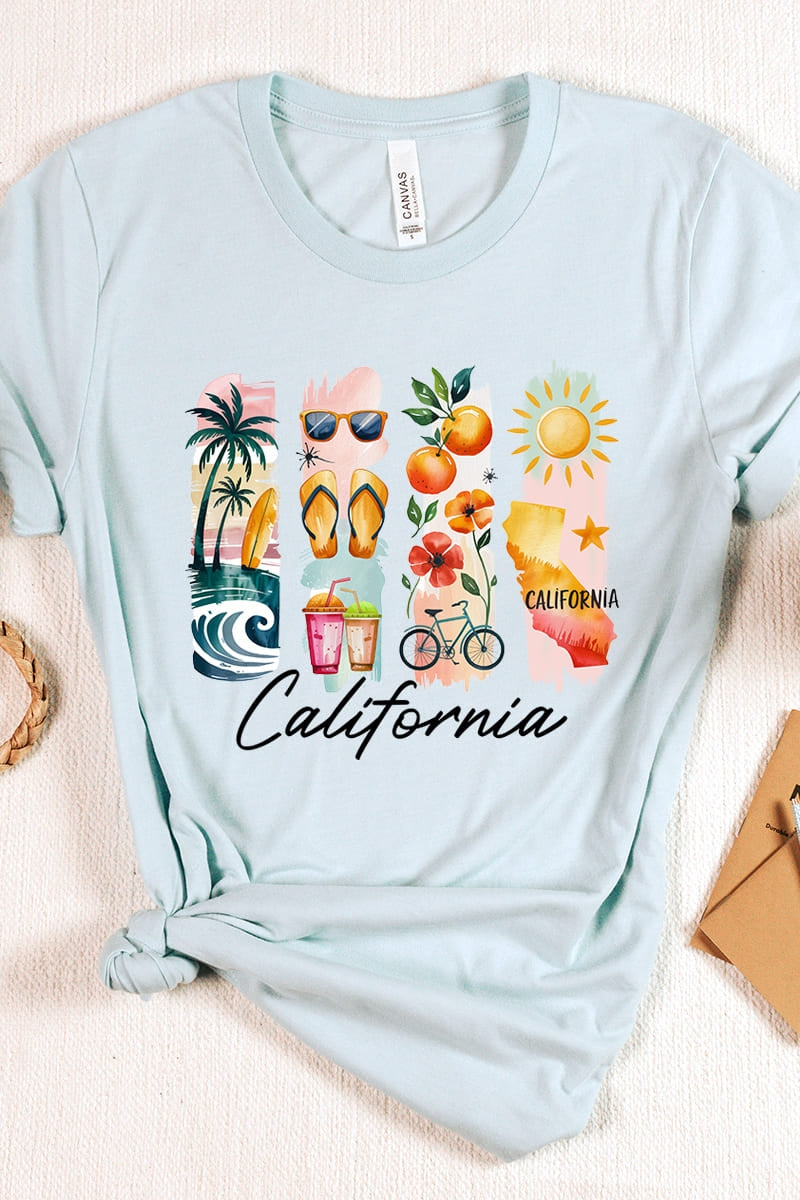 US3001P-E3061CA California State Brushstroke Graphic Plus Tee $16