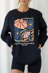 UL240-E3067 Consider the Wildflowers Graphic Long Sleeve Tee $13.75