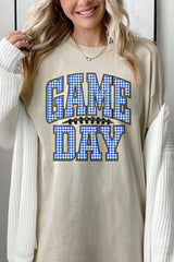 5000P-E3130 Blue Gingham Game Day Plus Heavy Cotton Tee $12.75