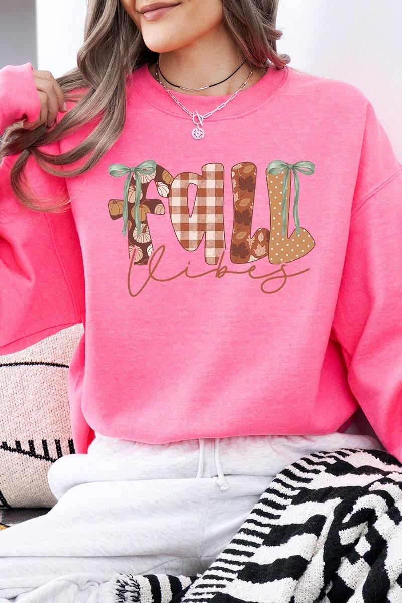 UL180P-E3071 Fall Vibes Rustic Script Graphic Plus Sweatshirt $25