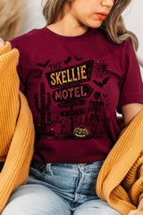 US3001P-E3108 Skellie Motel Halloween Graphic Plus Tee $16